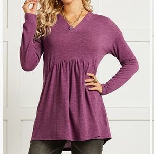 Heather Purple V-neck Peplum Top